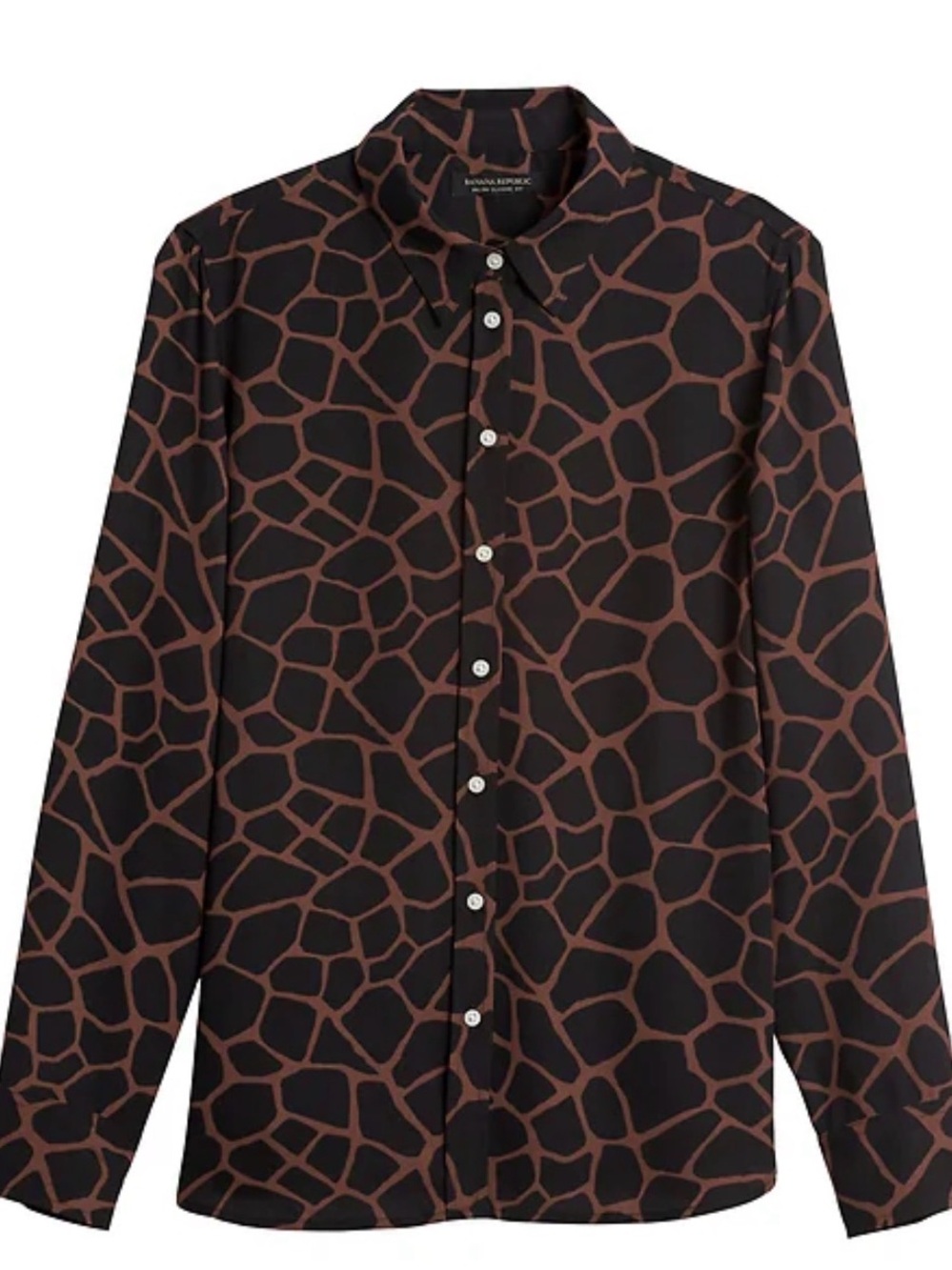 Banana Republic Black and Brown Giraffe-Print Button-Up Shirt size M